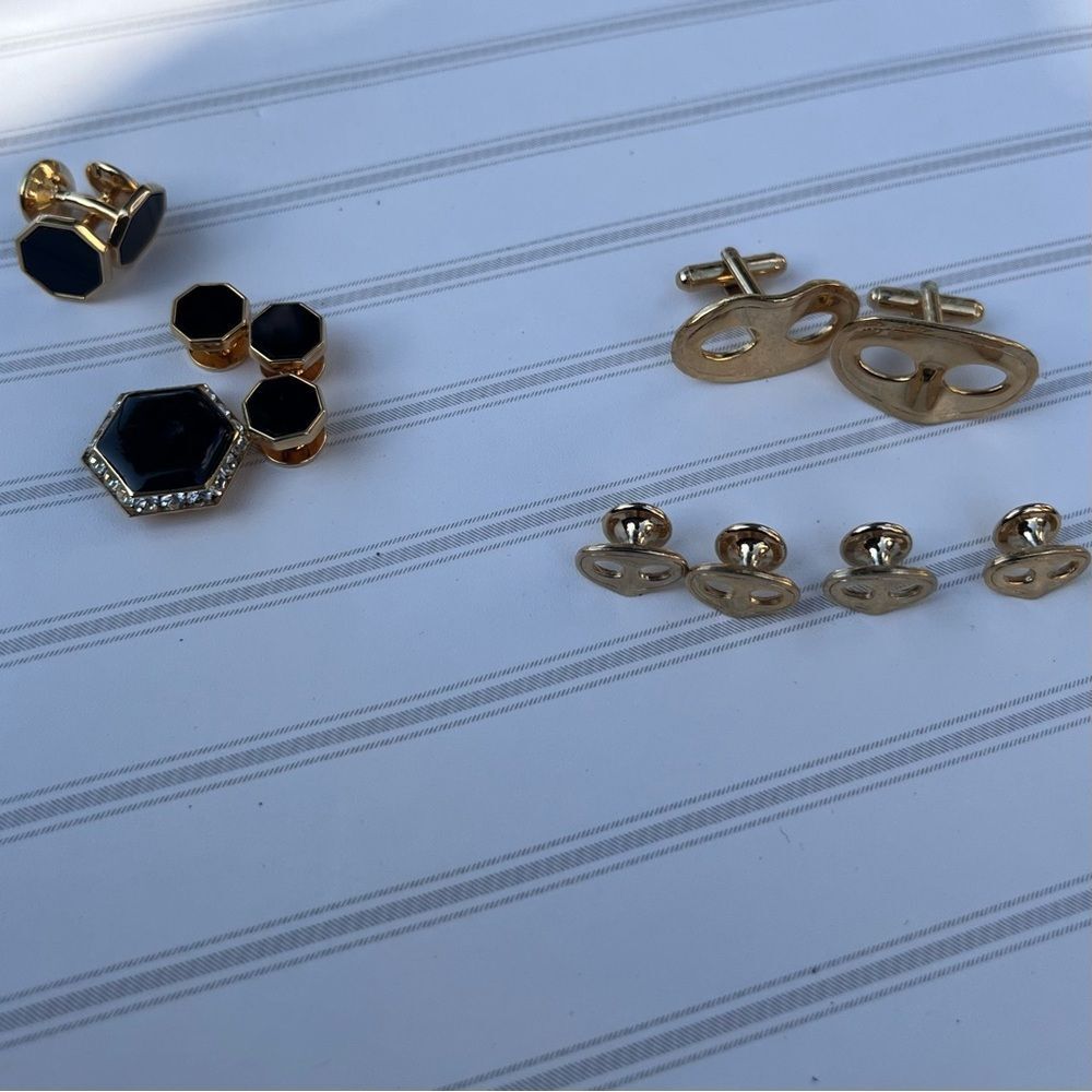 Gold Cufflink And Stud Set - image 3